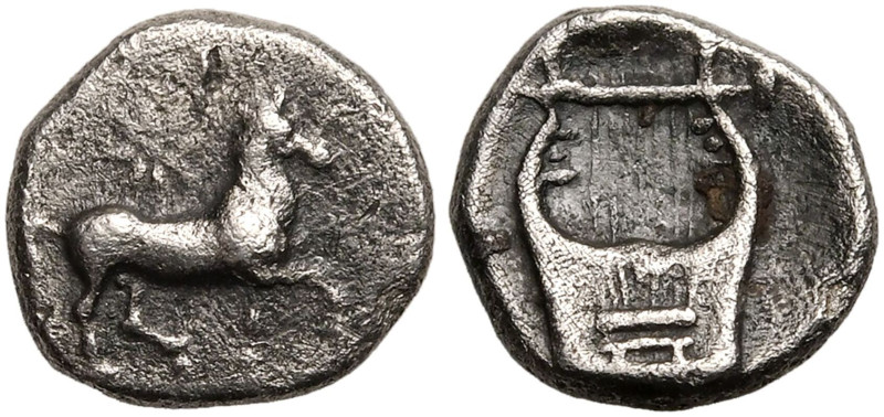 ANCIENT GREECE. KYRENAIKA, KYRENE. Magas (Ptolemaic governor). 
Silver Hemiobol...