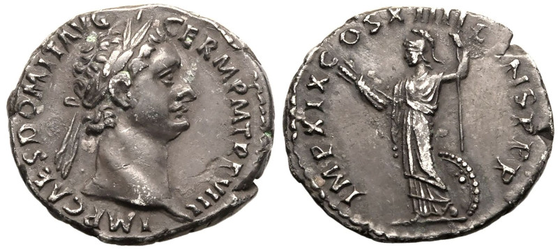 ROMAN EMPIRE. Domitian. 
Silver Denarius, AD 88-89. Rome. 
Obv: IMP CAES DOMIT...