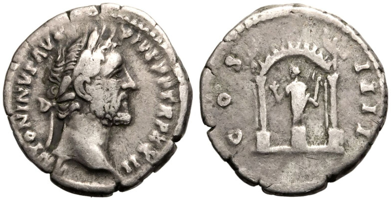 ROMAN EMPIRE. Antoninus Pius. 
Silver Denarius, AD 158-159. Rome. 
Obv: ANTONI...