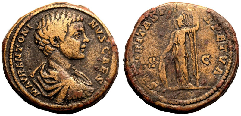 ROMAN EMPIRE. Caracalla. 
Bronze Sestertius, AD 196-197. Rome. 
Obv: M AVR ANT...