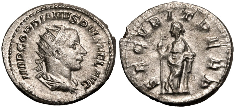 ROMAN EMPIRE. Gordian III. 
Silver Antoninianus, AD 243-244. Rome. 
Obv: IMP G...