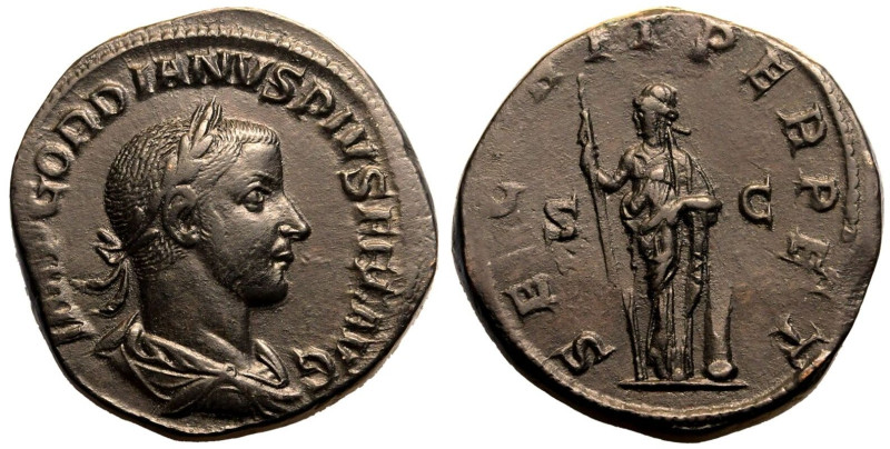 ROMAN EMPIRE. Gordian III. 
Bronze Sestertius, AD 243-244. Rome. 
Obv: IMP GOR...