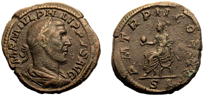 ROMAN EMPIRE. Philip I. 
Bronze Sestertius, AD 245. Rome. 
Obv: IMP M IVL PHIL...