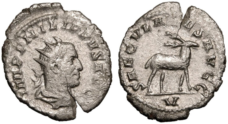 ROMAN EMPIRE. Philip I. 
Silver Antoninianus, AD 248. Rome. 
Obv: IMP PHILIPPV...