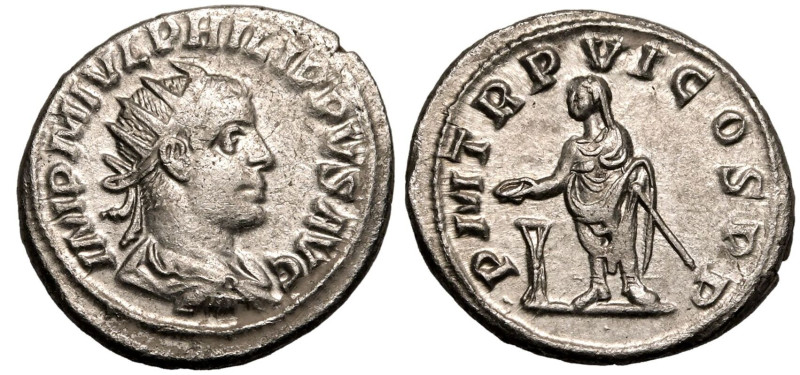 ROMAN EMPIRE. Philip I. 
Silver Antoninianus, AD 249. Rome. 
Obv: IMP M IVL PH...