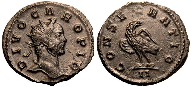 ROMAN EMPIRE. Divus Carus. 
Billon Antoninianus, AD 283-285. Lugdunum. 
Obv: D...