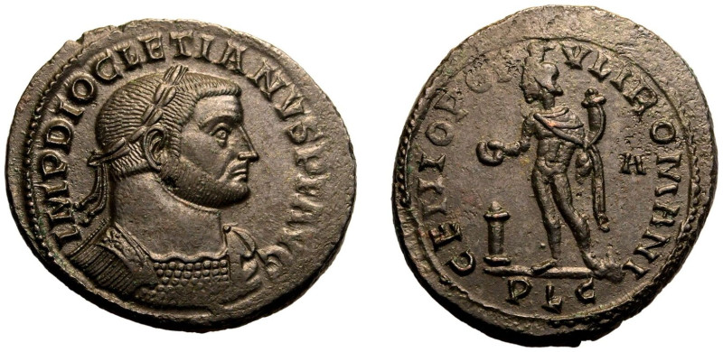 ROMAN EMPIRE. Diocletian. 
Billon Nummus, AD 301-303. Lugdunum. 
Obv: IMP DIOC...