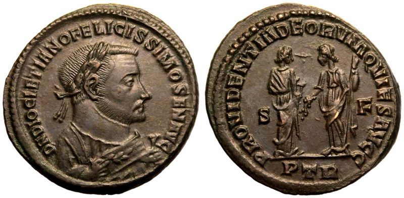 ROMAN EMPIRE. Diocletian. 
Billon Nummus, AD 305-307. Treveri. 
Abdication iss...