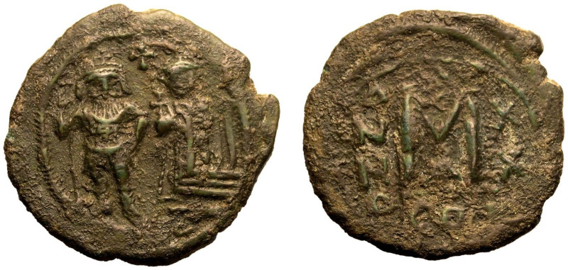 BYZANTINE EMPIRE. Heraclius and Heraclius Constantine. 
Bronze 40 Nummi, Dated ...