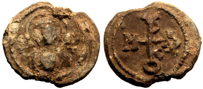 BYZANTINE EMPIRE. 
Lead Seal, circa 6th - 7th centuries AD. 
In the name of Ma...