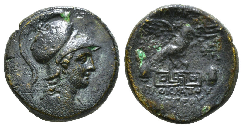 PHRYGIA. Apameia. Ae (Circa 88-40 BC). 
Obv: Helmeted bust of Athena right, wea...