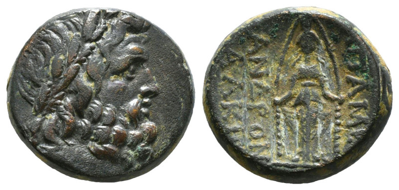 PHRYGIA. Apameia. Ae (Circa 100-50 BC). 
Obv: Head of Zeus right, wearing oak w...