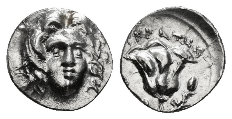 CARIA. Rhodes. Hemidrachm (Circa 275-250 BC).
Obv: Head of Helios facing slight...