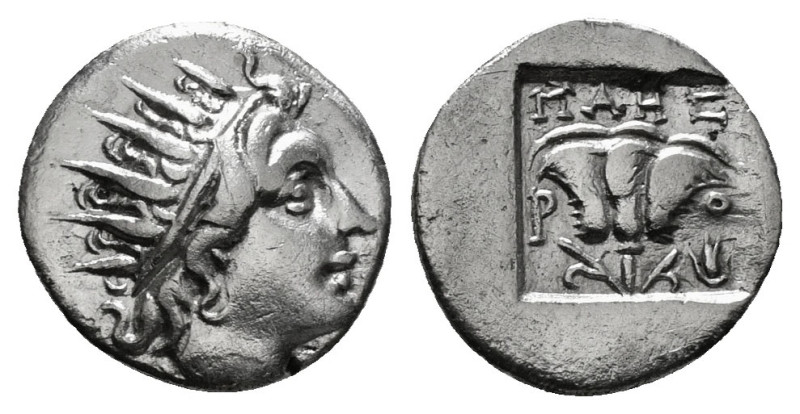 ISLANDS OFF CARIA. Rhodos. Rhodes. (Circa 170-150 BC) AR Hemidrachm 
Obv: Radia...