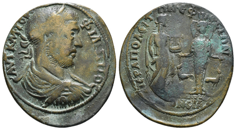 Phrygia. Hierapolis . Philip I Arab AD 244-249. AE Obv : ΑΥΤ Κ Μ ΙΟΥ ΦΙΛΙΠΠΟϹ; l...