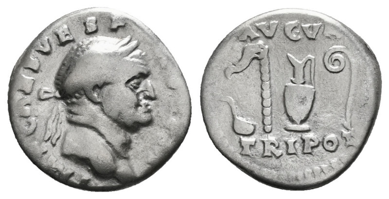 VESPASIAN (69-79). Denarius. Rome.
Obv: IMP CAES VESP AVG P M COS IIII.
Laurea...