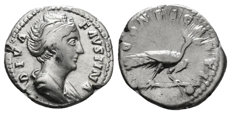 DIVA FAUSTINA I (Died 140/1). Denarius. Rome. Struck under Antoninus Pius.
Obv:...