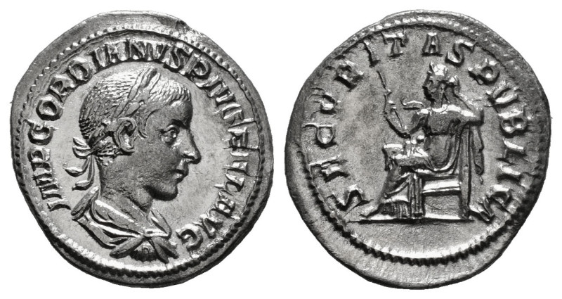 GORDIAN III (238-244). Denarius. Rome.
Obv: IMP GORDIANVS PIVS FEL AVG.
Laurea...