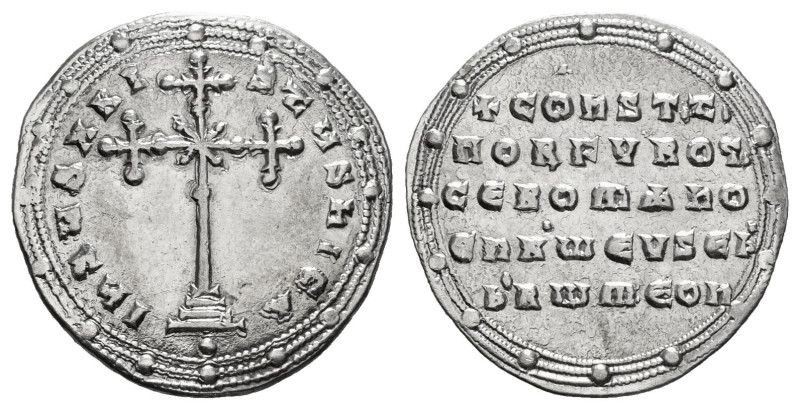 CONSTANTINE VII PORPHYROGENITUS with ROMANUS I (913-959). Miliaresion. Constanti...