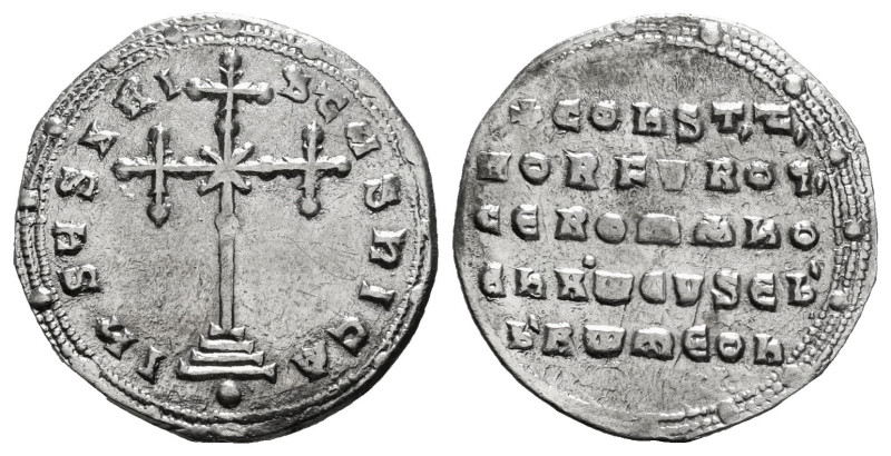 CONSTANTINE VII PORPHYROGENITUS with ROMANUS I (913-959). Miliaresion. Constanti...