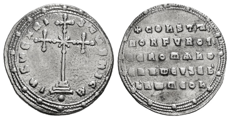 CONSTANTINE VII PORPHYROGENITUS with ROMANUS I (913-959). Miliaresion. Constanti...