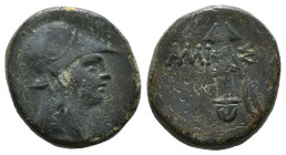 PONTOS. Amisos. Ae (Circa 111-105 or 95-90 BC). Struck under Mithradates VI Eupator.
Obv: Helmeted head of Ares right.
Rev: AMI - ΣOV.
Sword in she...