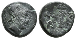 PONTOS. Amisos. Ae (Circa 111-105 or 95-90 BC). Struck under Mithradates VI Eupator.
Obv: Helmeted head of Ares right.
Rev: AMI - ΣOV.
Sword in she...
