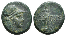 PAPHLAGONIA. Sinope. Ae (Circa 105-90 or 95-90 BC). Struck under Mithradates VI Eupator.
Obv: Helmeted head of Ares right.
Rev: ΣΙΝΩ - ΠΗΣ.
Sword i...