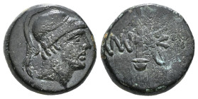 PONTOS. Amisos. Ae (Circa 111-105 or 95-90 BC). Struck under Mithradates VI Eupator.
Obv: Helmeted head of Ares right.
Rev: AMI - ΣOV.
Sword in she...