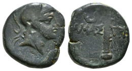 PAPHLAGONIA. Amastris. Ae (Circa 105-90 or 95-90 BC). Struck under Mithradates VI Eupator.
Obv: Helmeted head of Ares right.
Rev: ΑΜΑΣ - ΤΡΕΩΣ.
Swo...