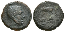 PONTOS. Amisos. Ae (Circa 85-65 BC). Time of Mithradates VI Eupator.
Obv: Head of Perseus right, wearing Phrygian cap with griffin-crest.
Rev: AMIΣO...