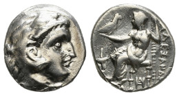 KINGS OF MACEDON. Alexander III 'the Great' (336-323 BC).Drachm.
Obv: Head of Herakles right, wearing lion skin.
Rev: AΛΕΞΑΝΔΡΟY.
Zeus seated left ...