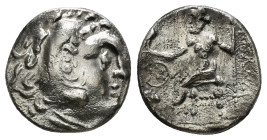 KINGS OF MACEDON. Alexander III 'the Great' (336-323 BC).Drachm. 
Obv: Head of Herakles right, wearing lion skin.
Rev: AΛΕΞΑΝΔΡΟY.
Zeus seated left...