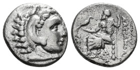 KINGS OF MACEDON. Alexander III 'the Great' (336-323 BC).Drachm. 
Obv: Head of Herakles right, wearing lion skin.
Rev: AΛΕΞΑΝΔΡΟY.
Zeus seated left...