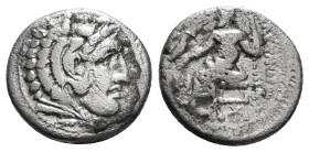 KINGS OF MACEDON. Alexander III 'the Great' (336-323 BC).Drachm. 
Obv: Head of Herakles right, wearing lion skin.
Rev: AΛΕΞΑΝΔΡΟY.
Zeus seated left...