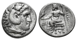 KINGS OF MACEDON. Alexander III 'the Great' (336-323 BC).Drachm. 
Obv: Head of Herakles right, wearing lion skin.
Rev: AΛΕΞΑΝΔΡΟY.
Zeus seated left...