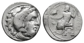 KINGS OF MACEDON. Alexander III 'the Great' (336-323 BC).Drachm. 
Obv: Head of Herakles right, wearing lion skin.
Rev: AΛΕΞΑΝΔΡΟY.
Zeus seated left...