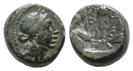 LYDIA. Sardeis. Ae (2nd-1st centuries BC).
Obv: Laureate head of Apoll right.
Rev: ΣAPΔIANΩN.
Club within wreath. 4,18gr
