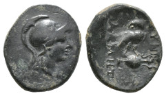 PHRYGIA. Synnada. Ae (2nd-1st centuries BC). Adme-, magistrate.
Obv: Helmeted head of Athena right.
Rev: ΣΥΝΝΑ / ΑΔΜΗ.
Owl, with head facing, stand...