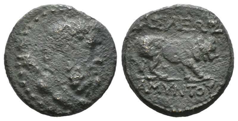 KINGS OF GALATIA. Amyntas (36-25 BC). Ae.
Obv: Bearded and bare head of Herakle...