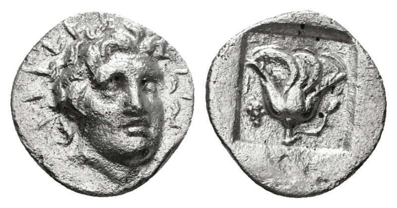 CARIA. Rhodes. Hemidrachm (Circa 170-150 BC). Dexagoras, magistrate.
Obv: Head ...