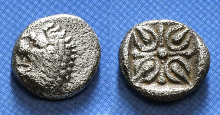 IONIA. Miletos. Obol or Hemihekte (Late 6th-early 5th centuries BC).
Obv: Head ...