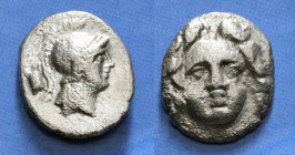 PISIDIA. Selge. Obol (Circa 350-300 BC).
Obv: Helmeted head of Athena right; astragalos to left.
Rev: Facing gorgoneion. 0,82gr