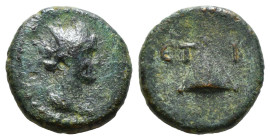CAPPADOCIA. Caesarea. Pseudo-autonomous. Time of Trajan (98-117). Ae.
Obv: Turreted head of Tyche right.
Rev: ЄT B.
Pyramid.4,07gr