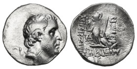 KINGS OF CAPPADOCIA. Drachm. Mint A (Eusebeia under Mt. Argaios). Uncertain RY date. Obv: Diademed head right. Rev : ΒΑΣΙΛΕΩΣ. Athena standing left, h...