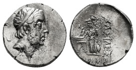 KINGS OF CAPPADOCIA. Drachm. Mint A (Eusebeia under Mt. Argaios). Uncertain RY date. Obv: Diademed head right. Rev : ΒΑΣΙΛΕΩΣ. Athena standing left, h...