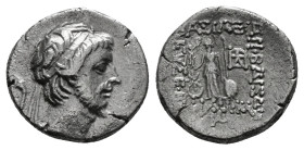 KINGS OF CAPPADOCIA. Drachm. Mint A (Eusebeia under Mt. Argaios). Uncertain RY date. Obv: Diademed head right. Rev : ΒΑΣΙΛΕΩΣ. Athena standing left, h...