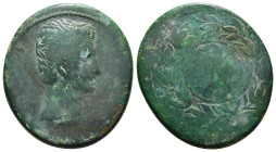 ASIA MINOR. Uncertain. Augustus (27 BC-14 AD). Ae Sestertius.
Obv: AVGVSTVS.
Bare head right.
Rev: Large C A within wreath. 21,94gr