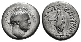 CAPPADOCIA, Caesarea-Eusebia. Vespasian, with Domitian as Caesar. AD 69-79. AR Didrachm. Laureate head of Vespasian right. / Domitian, togate, standin...
