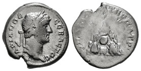 CAPPADOCIA. Caesarea. Hadrian (117-138). Didrachm.
Obv: ΑΔΡΙΑΝΟС СЄΒΑСΤΟС.
Laureate head right.
Rev: ΥΠΑΤΟС Γ ΠΑΤΗΡ ΠΑΤP.
Mt. Argaeus surmounted b...
